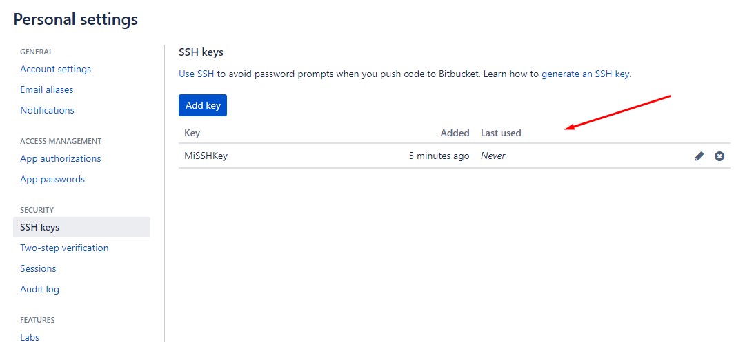 Crear llave SSH en tu cuenta de Bitbucket