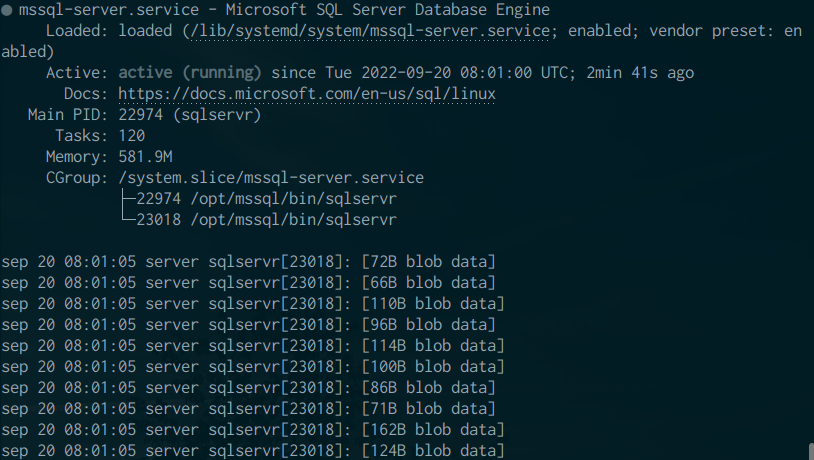 Verifica el status del servicio SQL Server